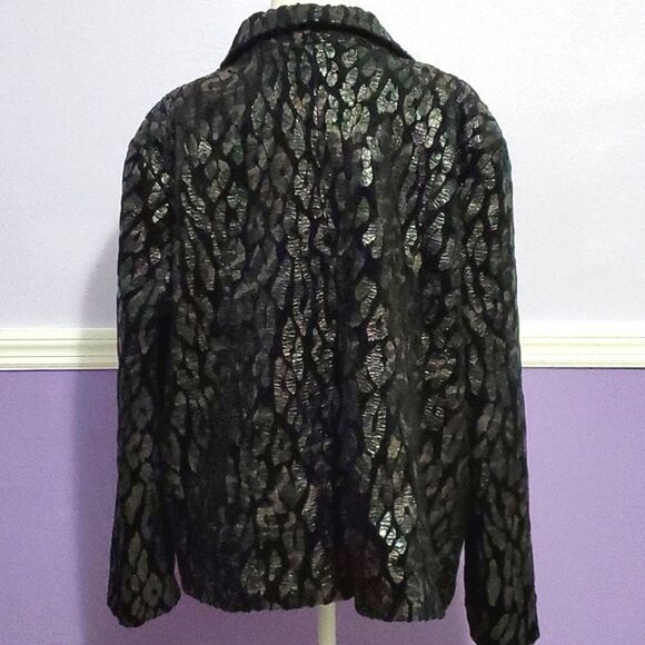 HOST PICK Bamboo Traders Black Leopard Print Boxy Long Sleeve Jacket - Picture 5 of 9